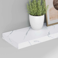Produktbild för Vägg hylla 2 pcs Vit marmor 80 x 23,5 x 4 cm Konstruerat trä