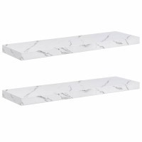 Produktbild för Vägg hylla 2 pcs Vit marmor 90 x 23,5 x 4 cm Konstruerat trä