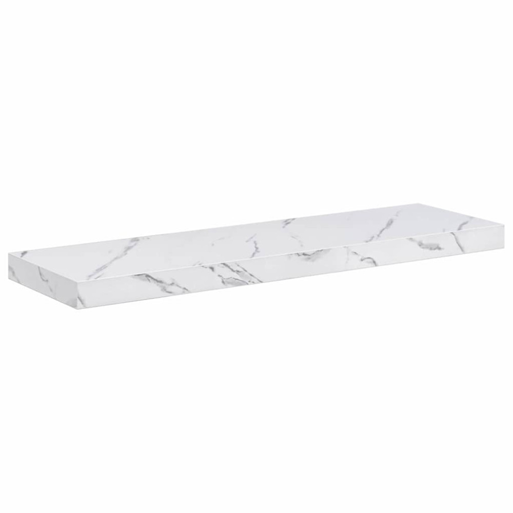 Produktbild för Vägg hylla 2 pcs Vit marmor 90 x 23,5 x 4 cm Konstruerat trä