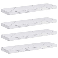 Produktbild för Vägg hylla 4 pcs Vit marmor 90 x 23,5 x 4 cm Konstruerat trä