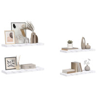 Produktbild för Vägg hylla 4 pcs Vit marmor 90 x 23,5 x 4 cm Konstruerat trä