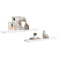 Produktbild för Vägg hylla 2 pcs Vit marmor 120 x 23,5 x 4 cm Konstruerat trä