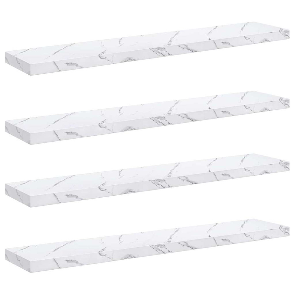 Produktbild för Vägg hylla 4 pcs Vit marmor 120 x 23,5 x 4 cm Konstruerat trä