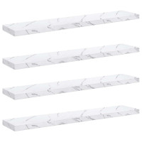Produktbild för Vägg hylla 4 pcs Vit marmor 120 x 23,5 x 4 cm Konstruerat trä