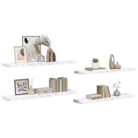 Produktbild för Vägg hylla 4 pcs Vit marmor 120 x 23,5 x 4 cm Konstruerat trä