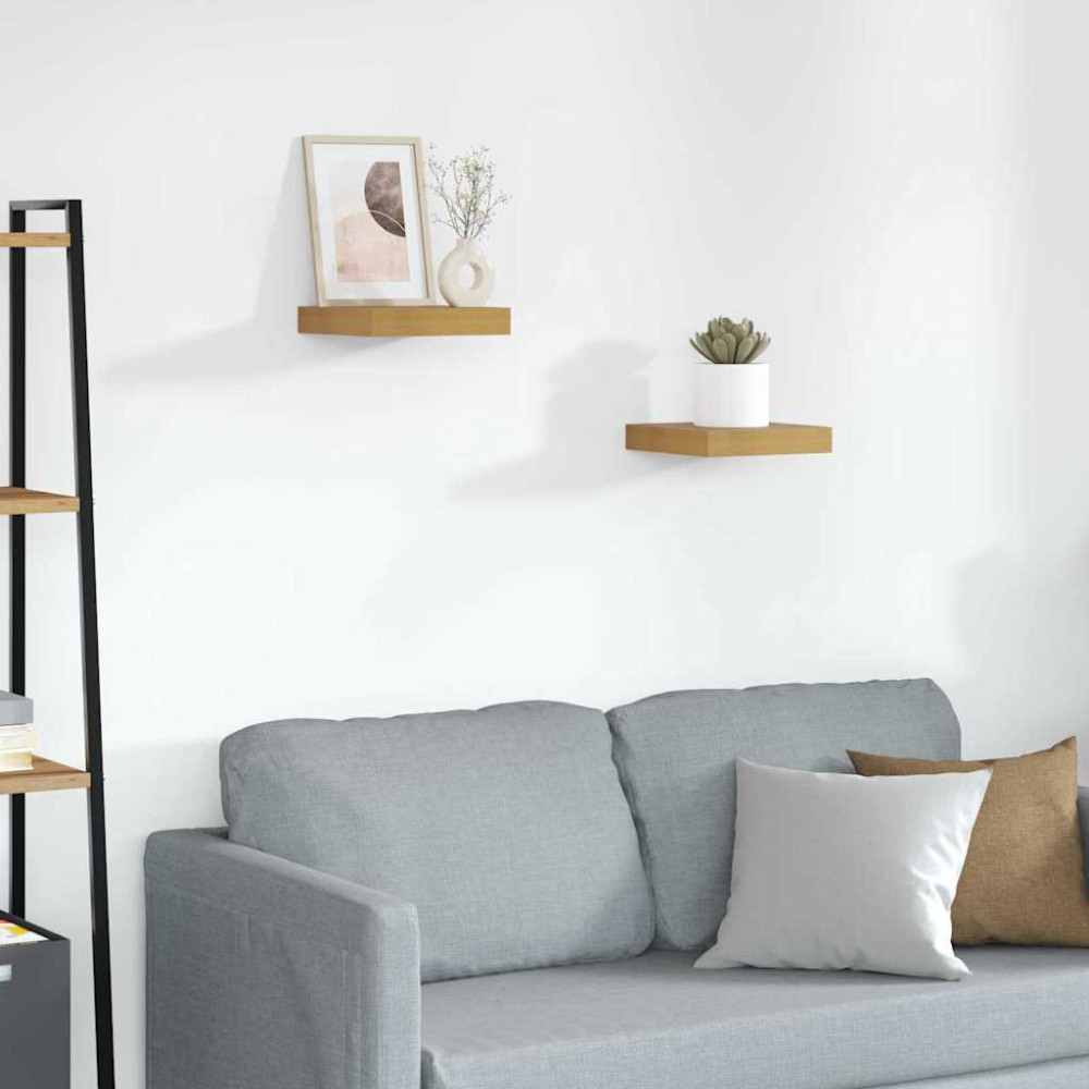 Produktbild för Vägg hylla 2 pcs Beige 23 x 23,5 x 4 cm Konstruerat trä