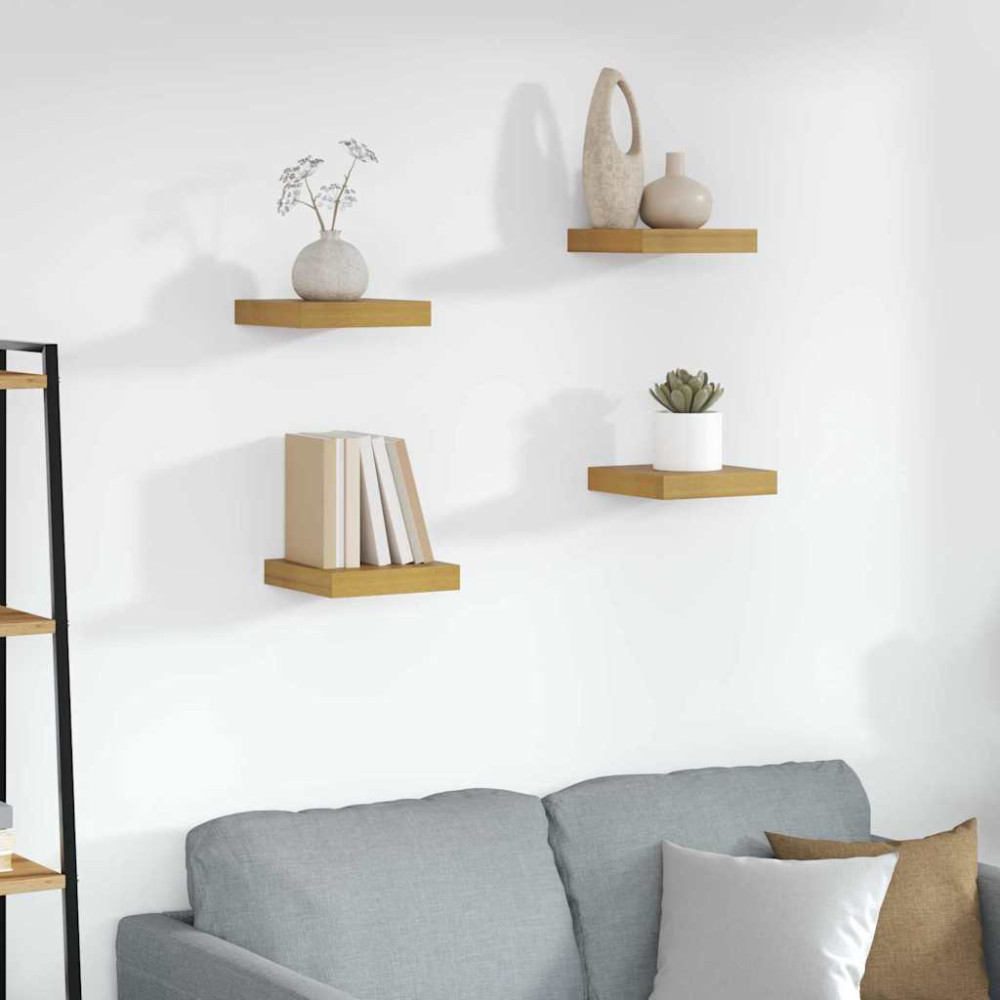 Produktbild för Vägg hylla 4 pcs Beige 23 x 23,5 x 4 cm Konstruerat trä