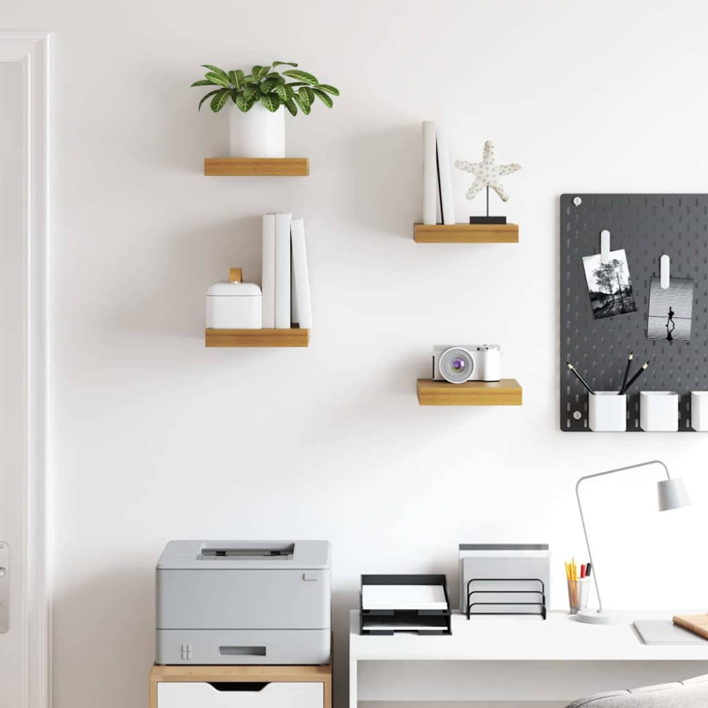 Produktbild för Vägg hylla 4 pcs Beige 23 x 23,5 x 4 cm Konstruerat trä