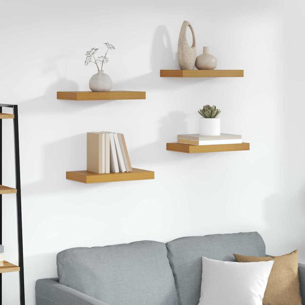 Produktbild för Vägg hylla 4 pcs Beige 40 x 23,5 x 4 cm Konstruerat trä