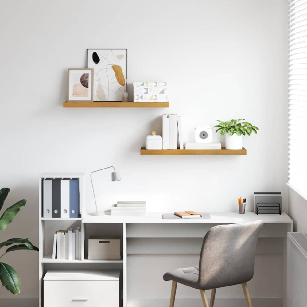 Produktbild för Vägg hylla 2 pcs Beige 90 x 23,5 x 4 cm Konstruerat trä