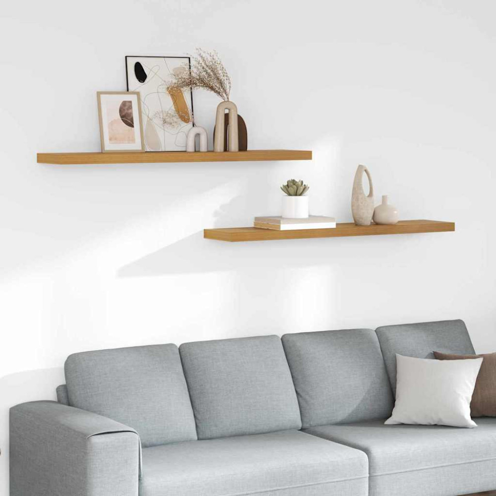Produktbild för Vägg hylla 2 pcs Beige 120 x 23,5 x 4 cm Konstruerat trä