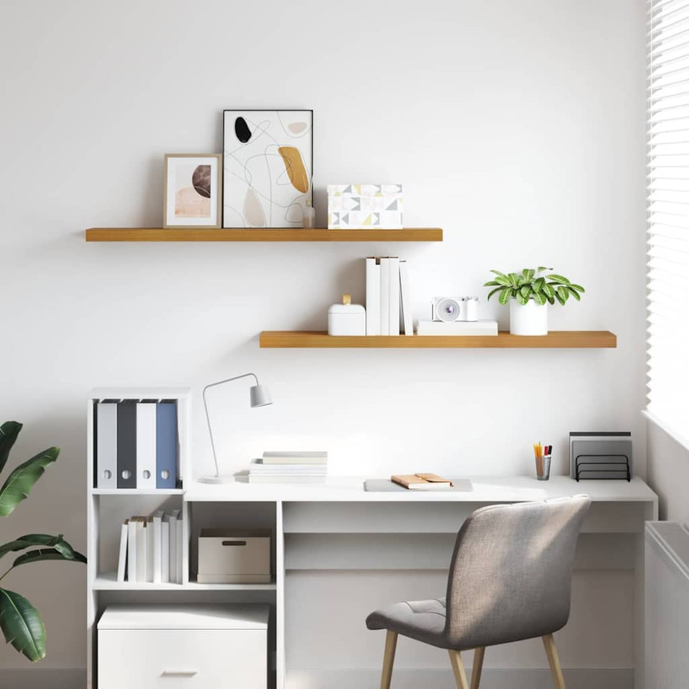 Produktbild för Vägg hylla 2 pcs Beige 120 x 23,5 x 4 cm Konstruerat trä