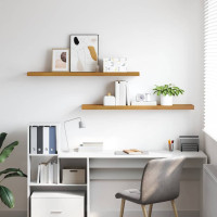 Produktbild för Vägg hylla 2 pcs Beige 120 x 23,5 x 4 cm Konstruerat trä