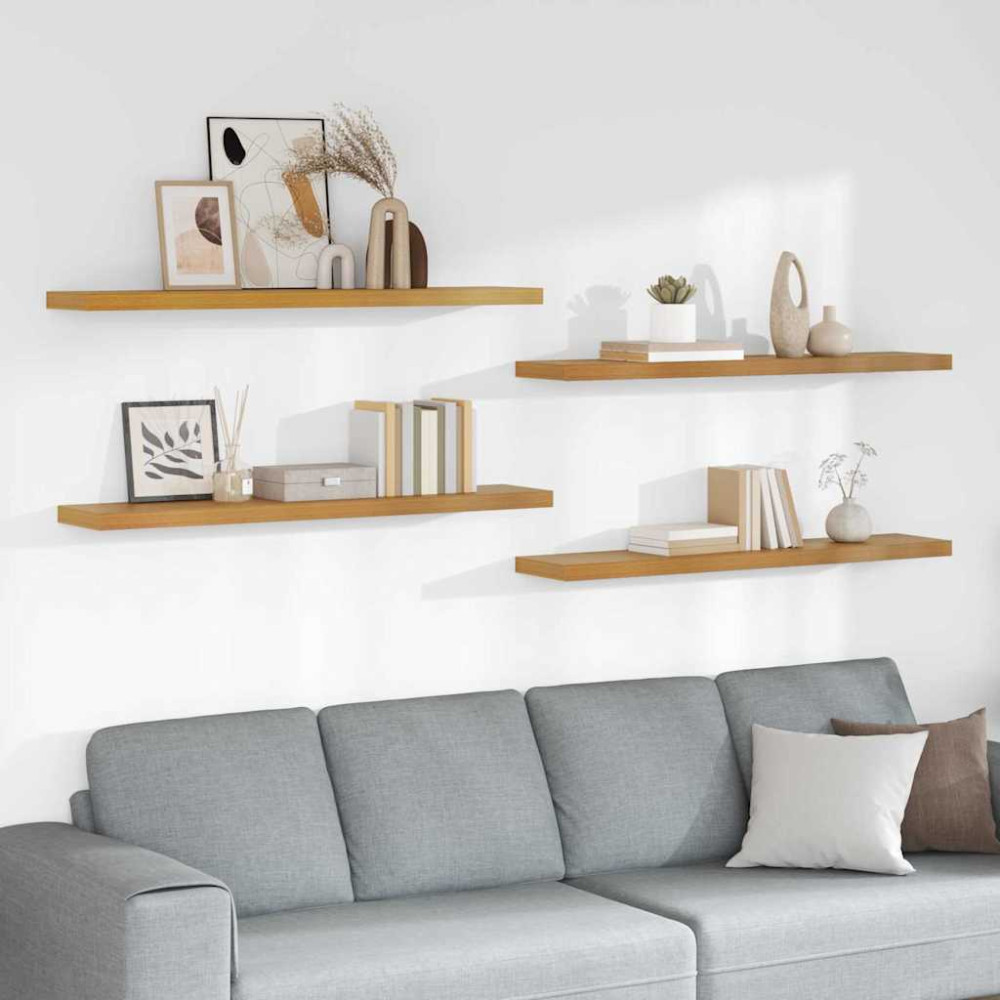 Produktbild för Vägg hylla 4 pcs Beige 120 x 23,5 x 4 cm Konstruerat trä