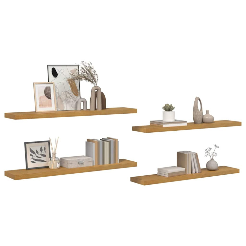 Produktbild för Vägg hylla 4 pcs Beige 120 x 23,5 x 4 cm Konstruerat trä