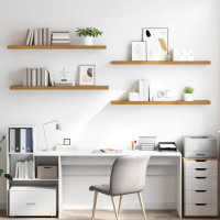 Produktbild för Vägg hylla 4 pcs Beige 120 x 23,5 x 4 cm Konstruerat trä