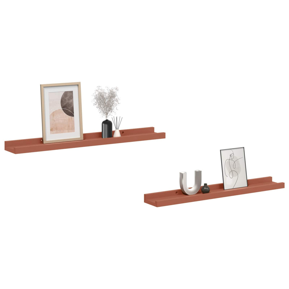 Produktbild för Vägg hylla med hylla 2 pcs Röd 60 x 9 x 3 cm Konstruerat trä