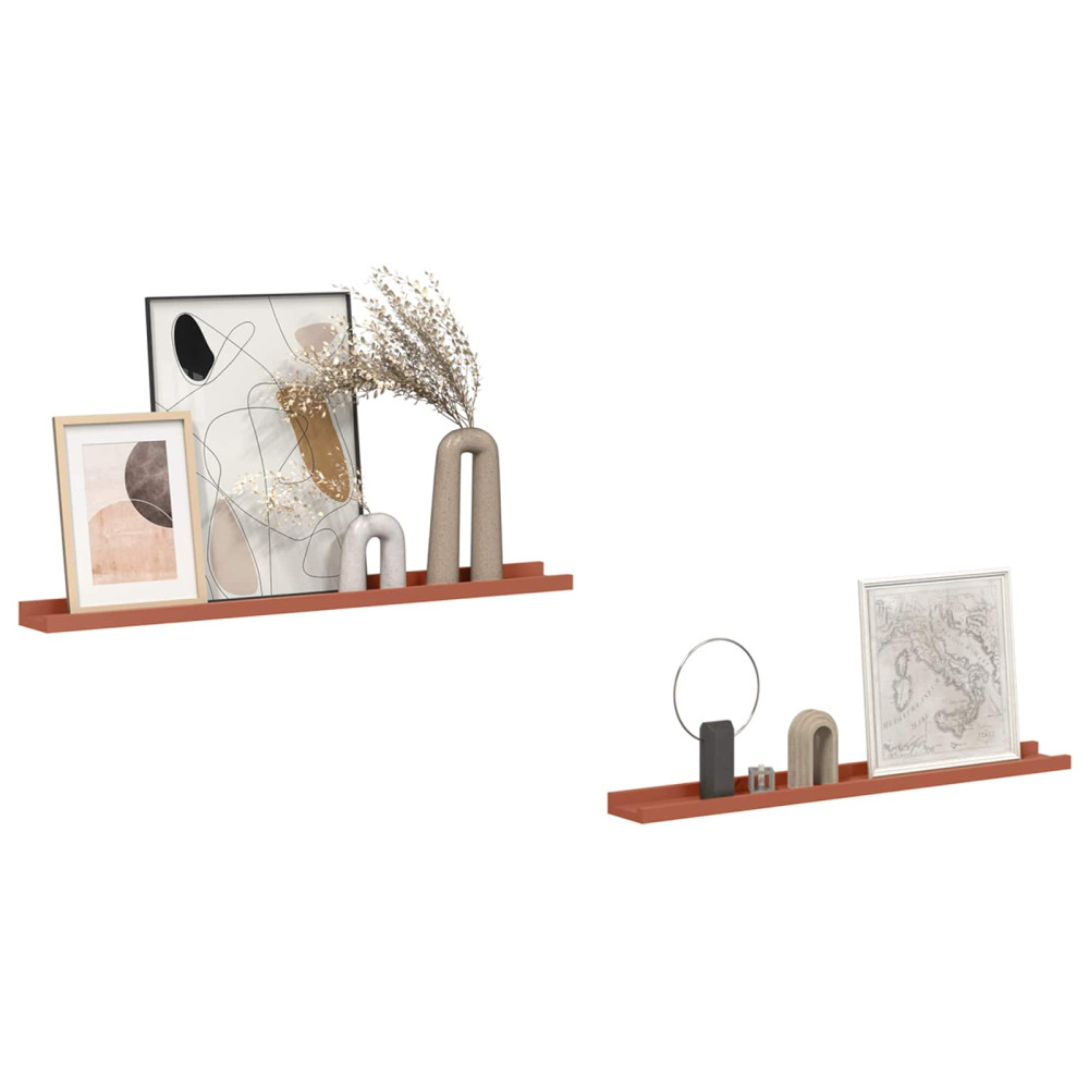 Produktbild för Vägg hylla med hylla 2 pcs Röd 80 x 9 x 3 cm Konstruerat trä