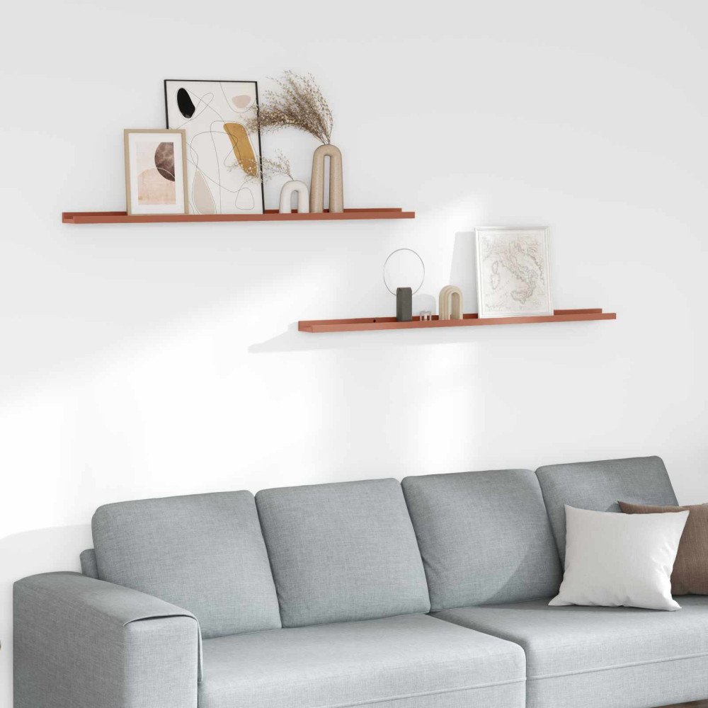 Produktbild för Vägg hylla med hylla 2 pcs Röd 115 x 9 x 3 cm Konstruerat trä