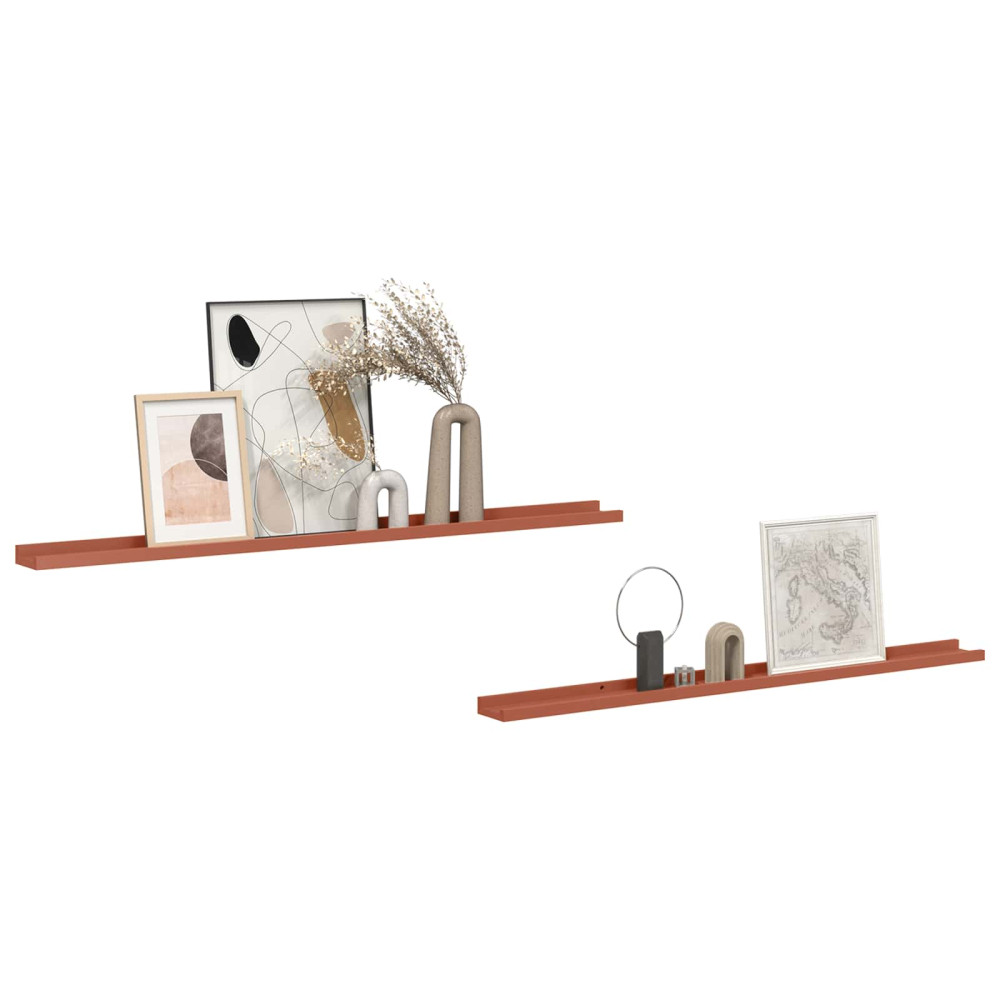 Produktbild för Vägg hylla med hylla 2 pcs Röd 115 x 9 x 3 cm Konstruerat trä