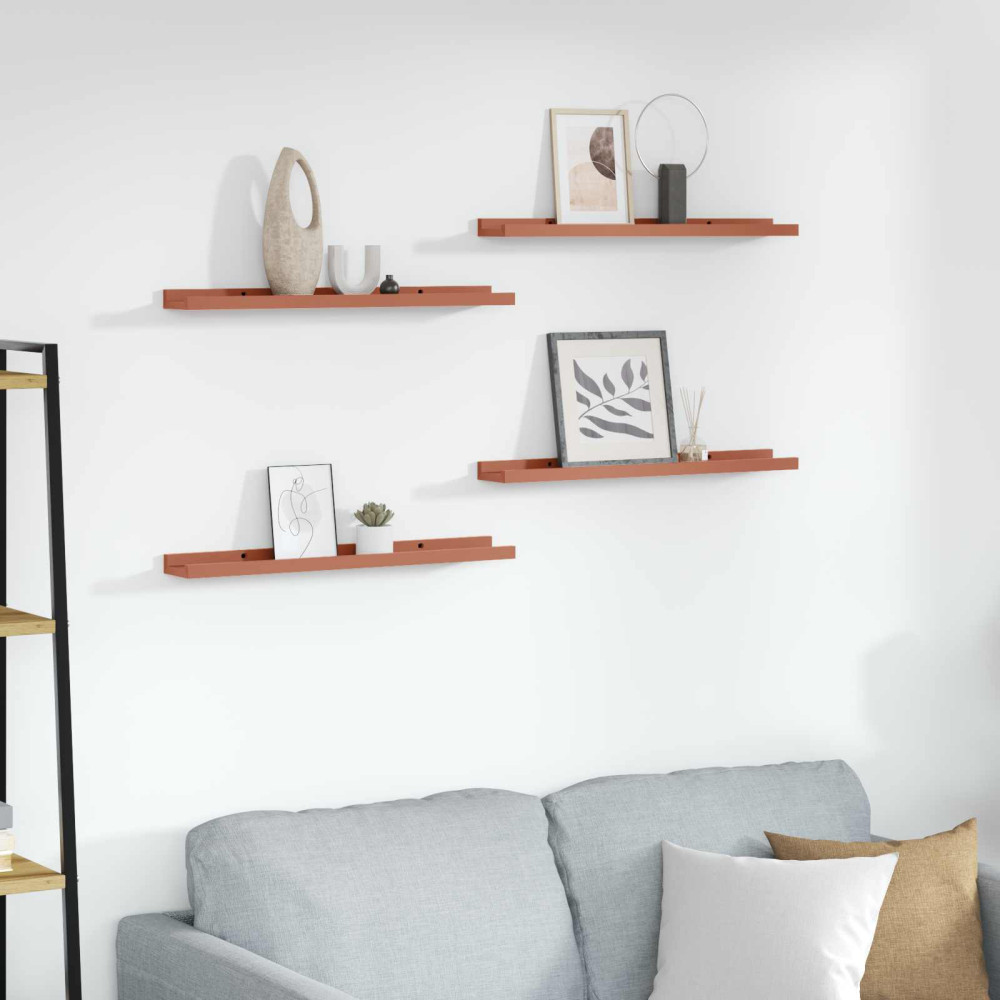 Produktbild för Vägg hylla med hylla 4 pcs Röd 60 x 9 x 3 cm Konstruerat trä