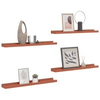 Produktbild för Vägg hylla med hylla 4 pcs Röd 60 x 9 x 3 cm Konstruerat trä