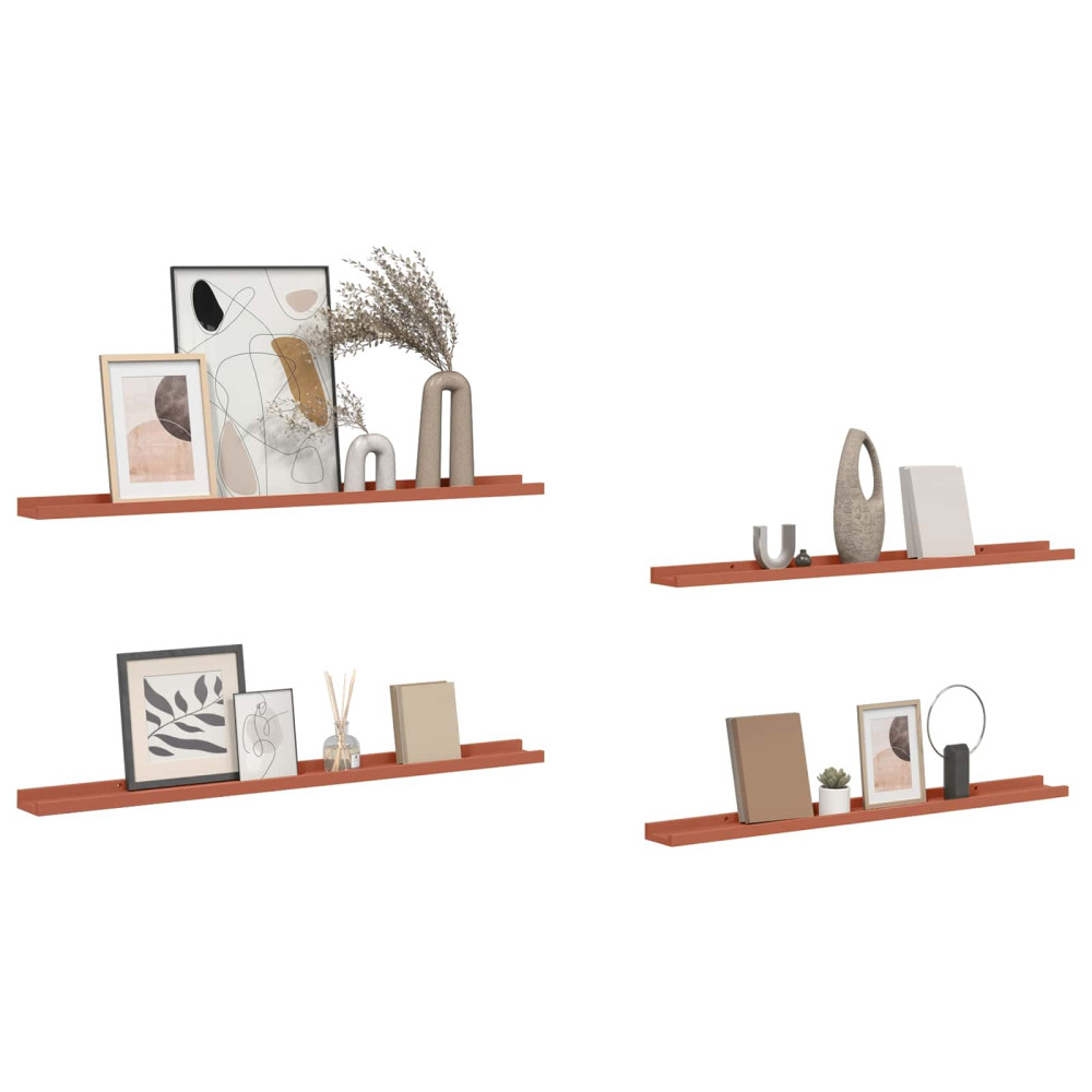 Produktbild för Vägg hylla med hylla 4 pcs Röd 100 x 9 x 3 cm Konstruerat trä