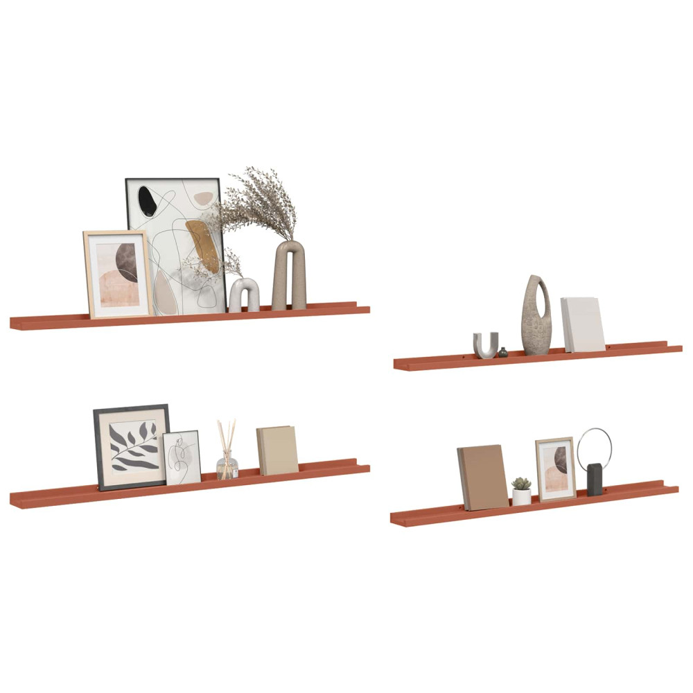 Produktbild för Vägg hylla med hylla 4 pcs Röd 115 x 9 x 3 cm Konstruerat trä