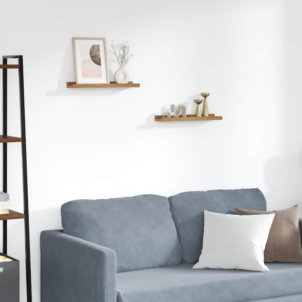 Produktbild för Vägg hylla med hylla 2 pcs Brun 40 x 9 x 3 cm Konstruerat trä