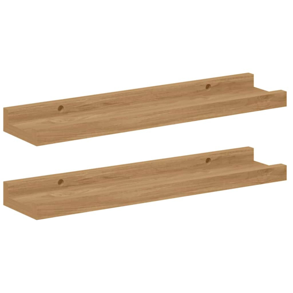 Produktbild för Vägg hylla med hylla 2 pcs Brun 40 x 9 x 3 cm Konstruerat trä