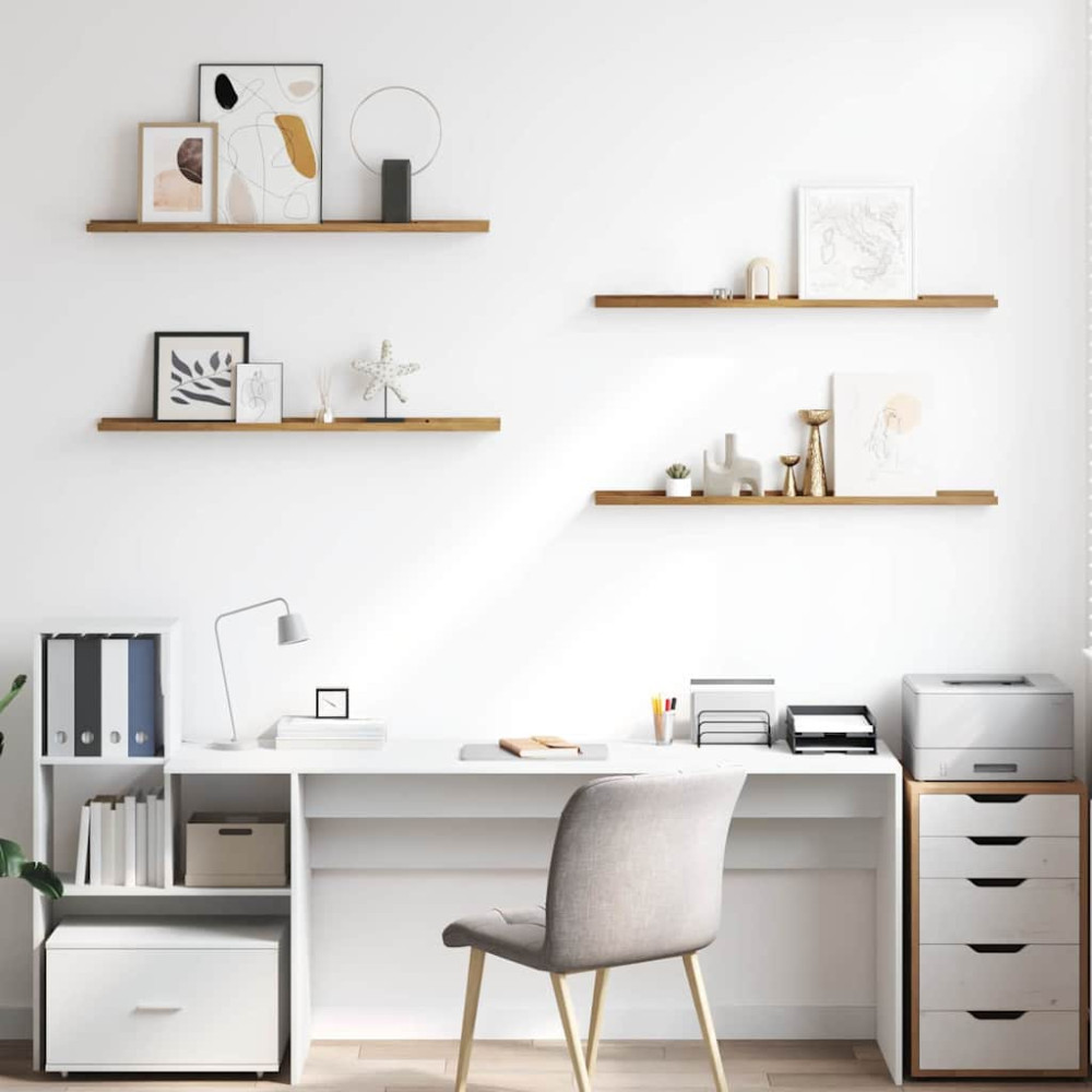Produktbild för Vägg hylla med hylla 4 pcs Brun 100 x 9 x 3 cm Konstruerat trä