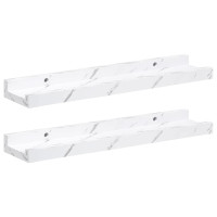 Produktbild för Vägg hylla 2 pcs Vit marmor 40 x 9 x 3 cm Konstruerat trä
