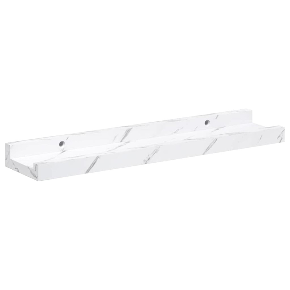 Produktbild för Vägg hylla 2 pcs Vit marmor 40 x 9 x 3 cm Konstruerat trä