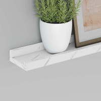 Produktbild för Vägg hylla 2 pcs Vit marmor 80 x 9 x 3 cm Konstruerat trä