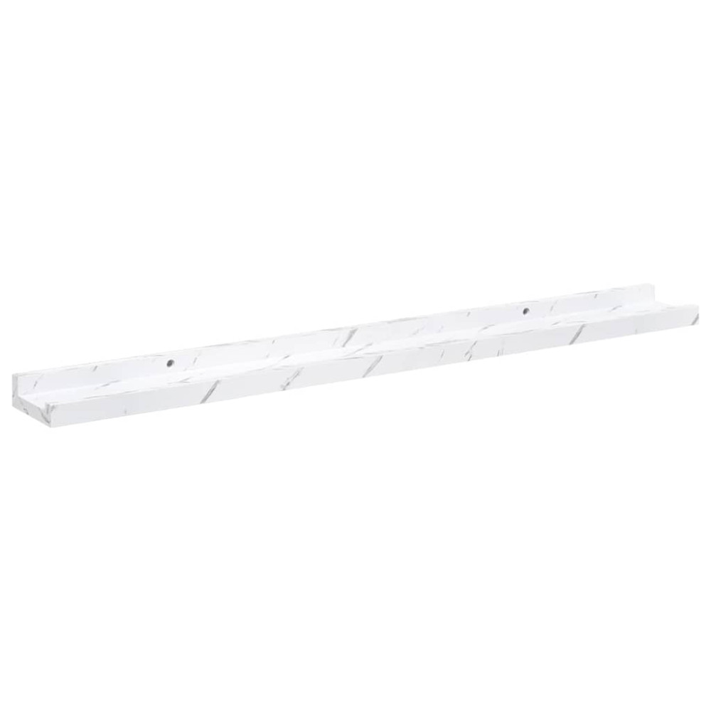 Produktbild för Vägg hylla 2 pcs Vit marmor 80 x 9 x 3 cm Konstruerat trä