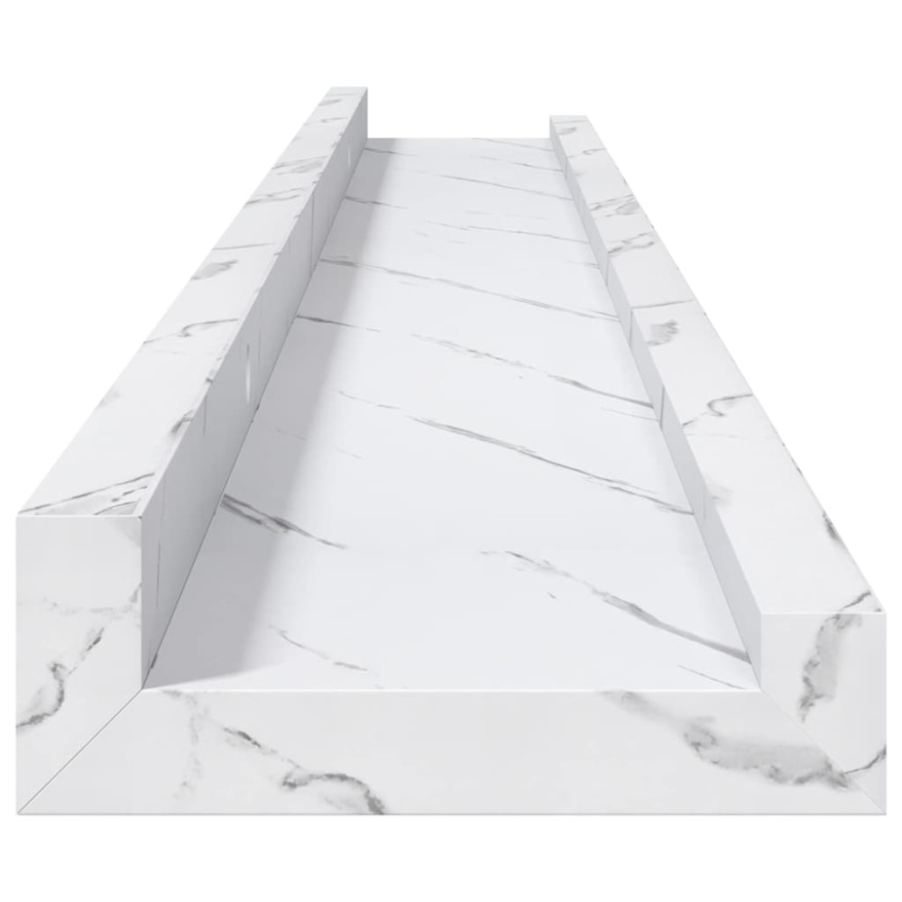 Produktbild för Vägg hylla 2 pcs Vit marmor 80 x 9 x 3 cm Konstruerat trä