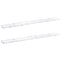 Produktbild för Vägg hylla 2 pcs Vit marmor 100 x 9 x 3 cm Konstruerat trä