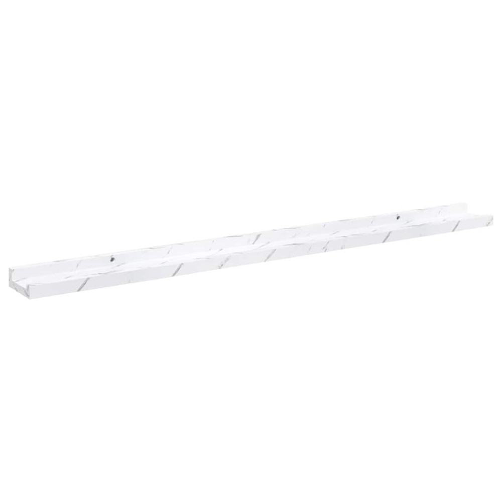 Produktbild för Vägg hylla 2 pcs Vit marmor 100 x 9 x 3 cm Konstruerat trä