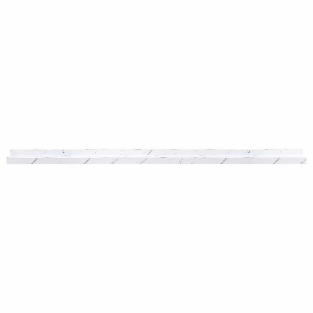 Produktbild för Vägg hylla 2 pcs Vit marmor 100 x 9 x 3 cm Konstruerat trä
