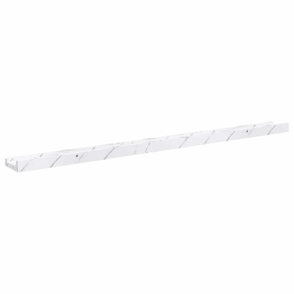 Produktbild för Vägg hylla 2 pcs Vit marmor 100 x 9 x 3 cm Konstruerat trä