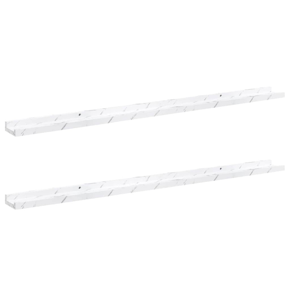 Produktbild för Vägg hylla 2 pcs Vit marmor 115 x 9 x 3 cm Konstruerat trä
