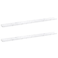 Produktbild för Vägg hylla 2 pcs Vit marmor 115 x 9 x 3 cm Konstruerat trä
