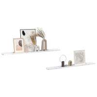Produktbild för Vägg hylla 2 pcs Vit marmor 115 x 9 x 3 cm Konstruerat trä