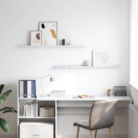 Produktbild för Vägg hylla 2 pcs Vit marmor 115 x 9 x 3 cm Konstruerat trä