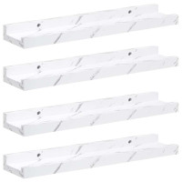 Produktbild för Vägg hylla 4 pcs Vit marmor 40 x 9 x 3 cm Konstruerat trä