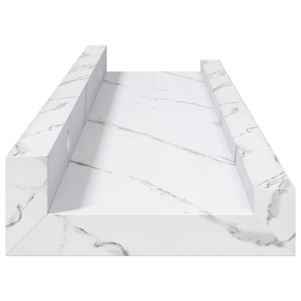 Produktbild för Vägg hylla 4 pcs Vit marmor 40 x 9 x 3 cm Konstruerat trä