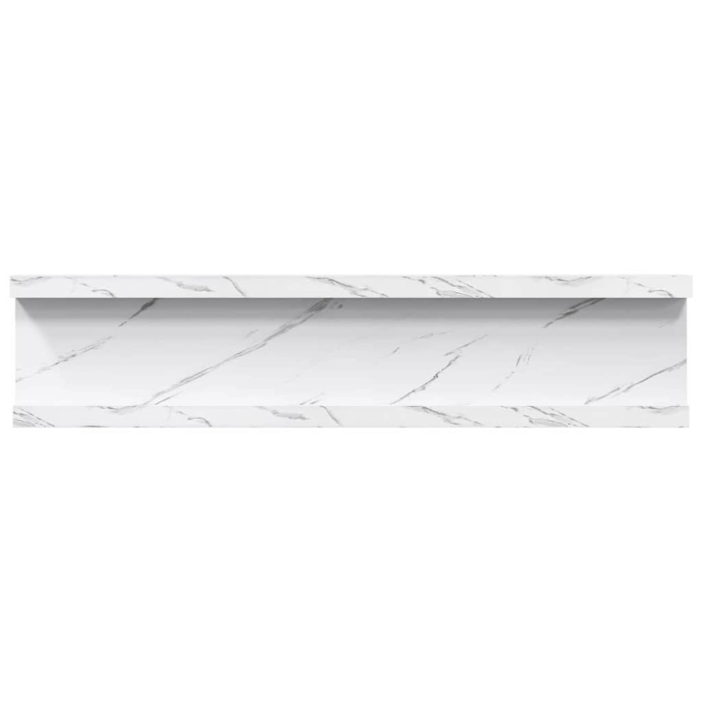 Produktbild för Vägg hylla 4 pcs Vit marmor 40 x 9 x 3 cm Konstruerat trä