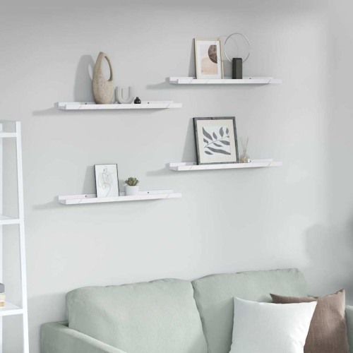 vidaXL Vägg hylla 4 pcs Vit marmor 60 x 9 x 3 cm Konstruerat trä