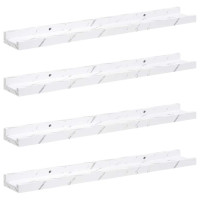 Produktbild för Vägg hylla 4 pcs Vit marmor 60 x 9 x 3 cm Konstruerat trä