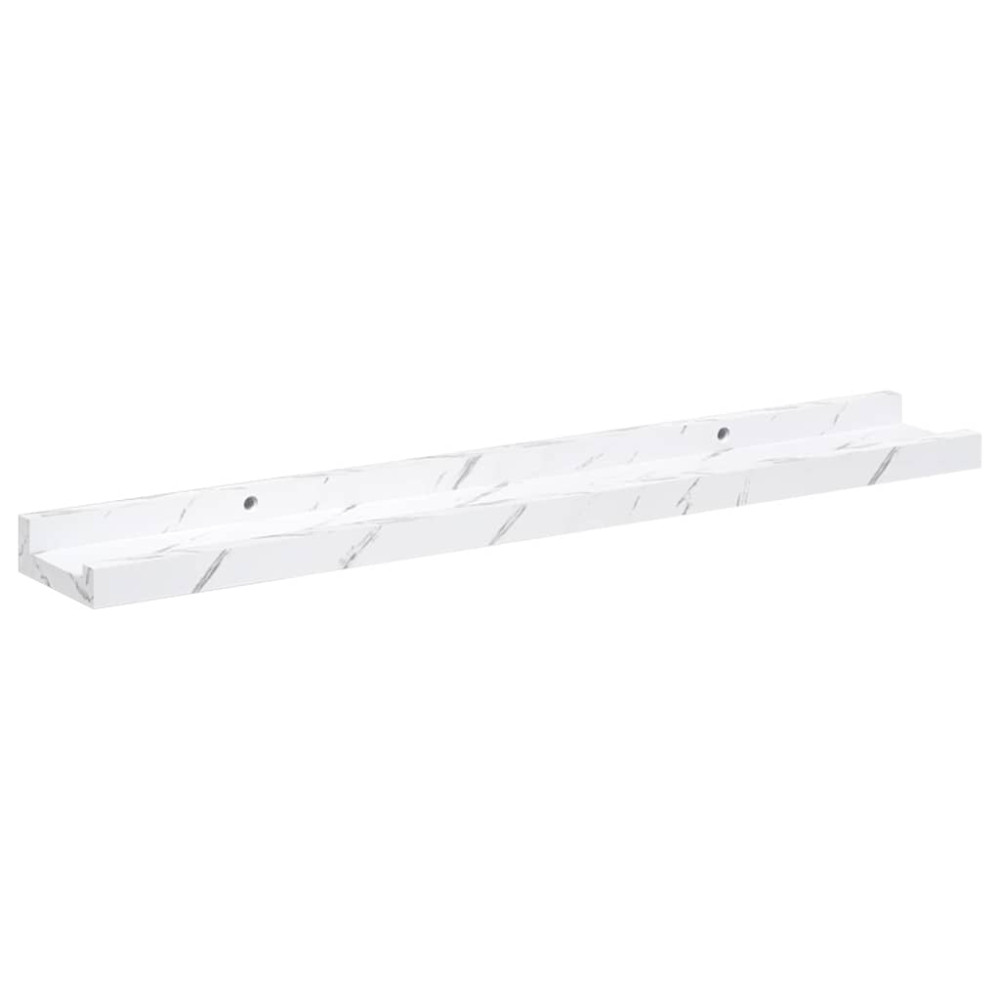 Produktbild för Vägg hylla 4 pcs Vit marmor 60 x 9 x 3 cm Konstruerat trä